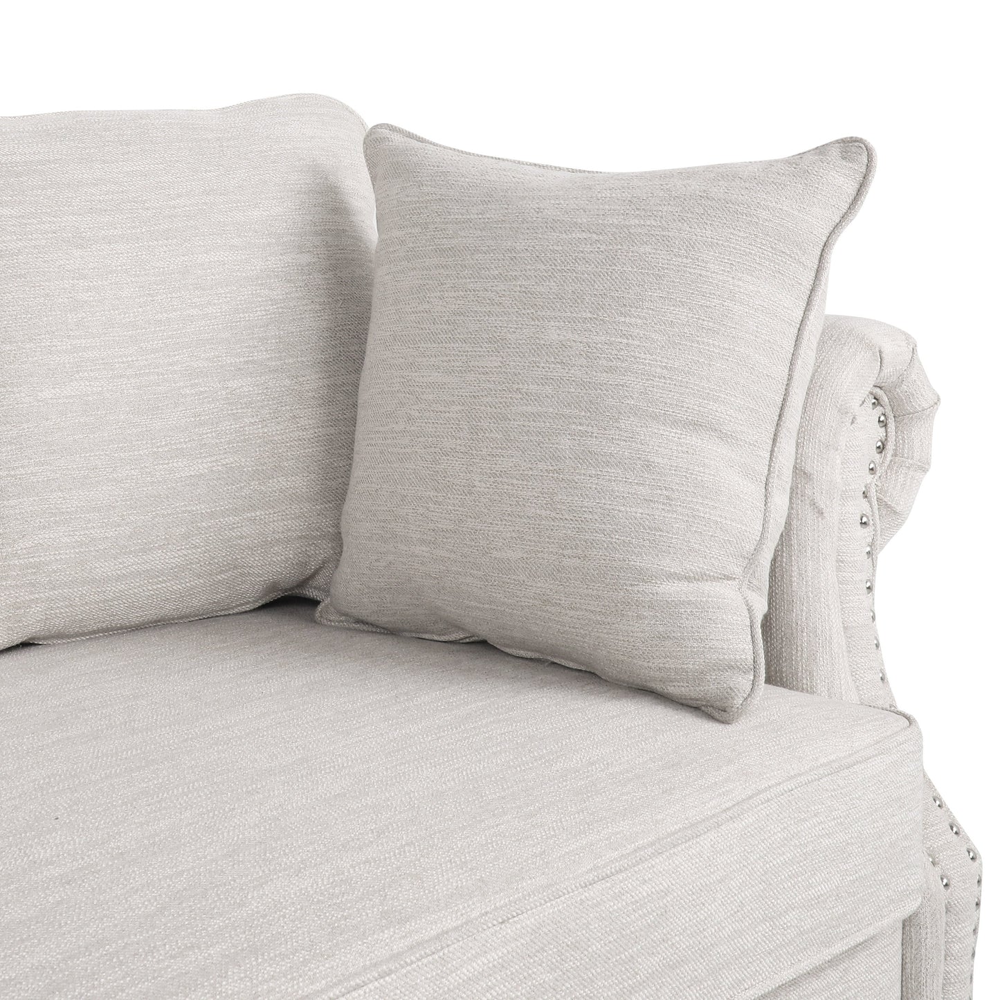 Canapé 3 places en tissu Manbow avec coussins et garniture cloutée par Christopher Knight Home