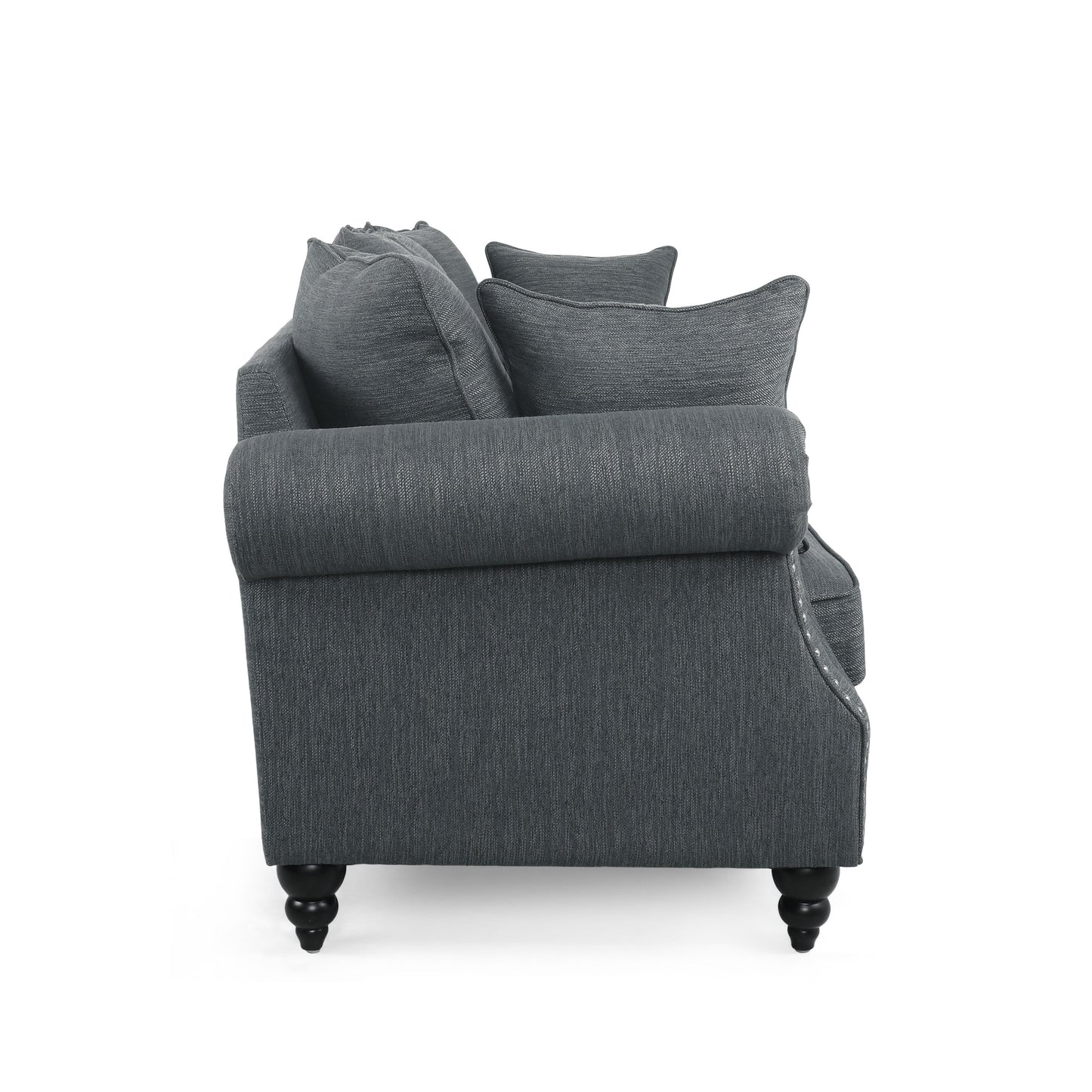 Canapé 3 places en tissu Manbow avec coussins et garniture cloutée par Christopher Knight Home