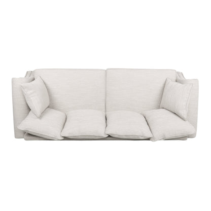 Canapé 3 places en tissu Manbow avec coussins et garniture cloutée par Christopher Knight Home