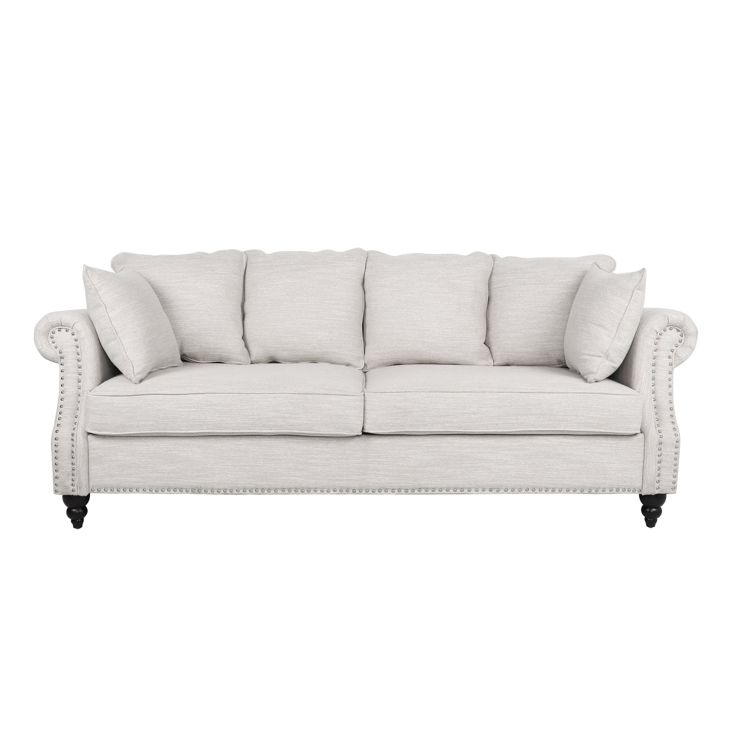 Canapé 3 places en tissu Manbow avec coussins et garniture cloutée par Christopher Knight Home
