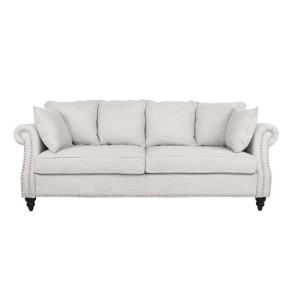 Canapé 3 places en tissu Manbow avec coussins et garniture cloutée par Christopher Knight Home