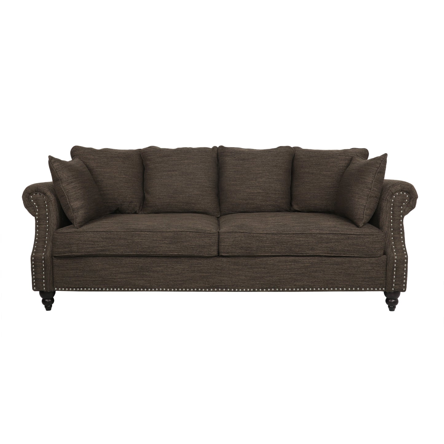 Canapé 3 places en tissu Manbow avec coussins et garniture cloutée par Christopher Knight Home