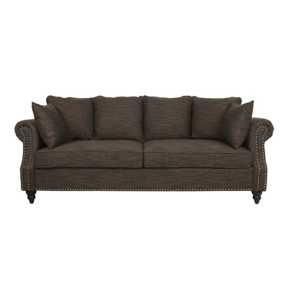 Canapé 3 places en tissu Manbow avec coussins et garniture cloutée par Christopher Knight Home