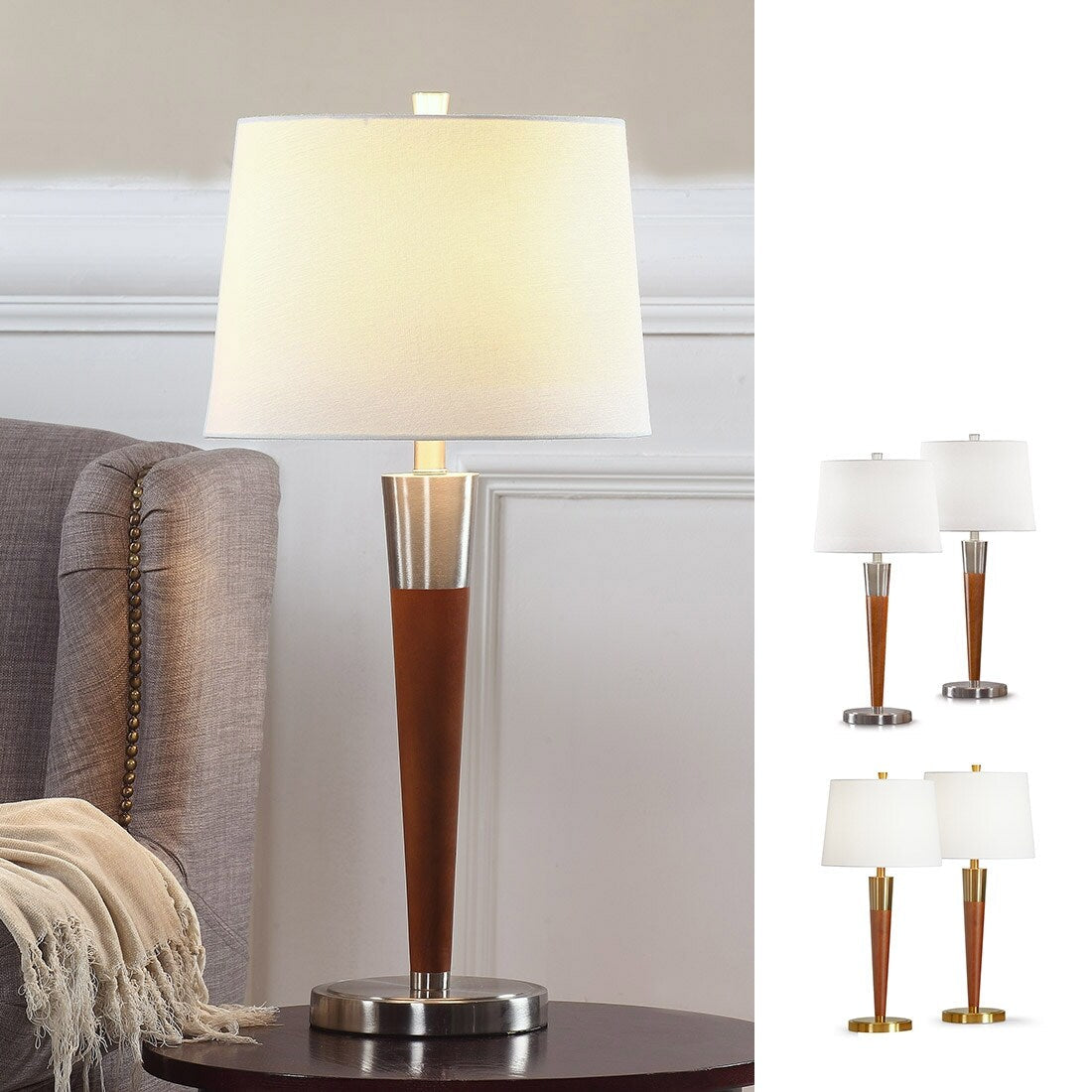 Lampes de table Manhattan 30 en bois dur (lot de 2)