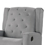 Fauteuil inclinable manuel pivotant Manie, bois massif, toile de jute grise classique