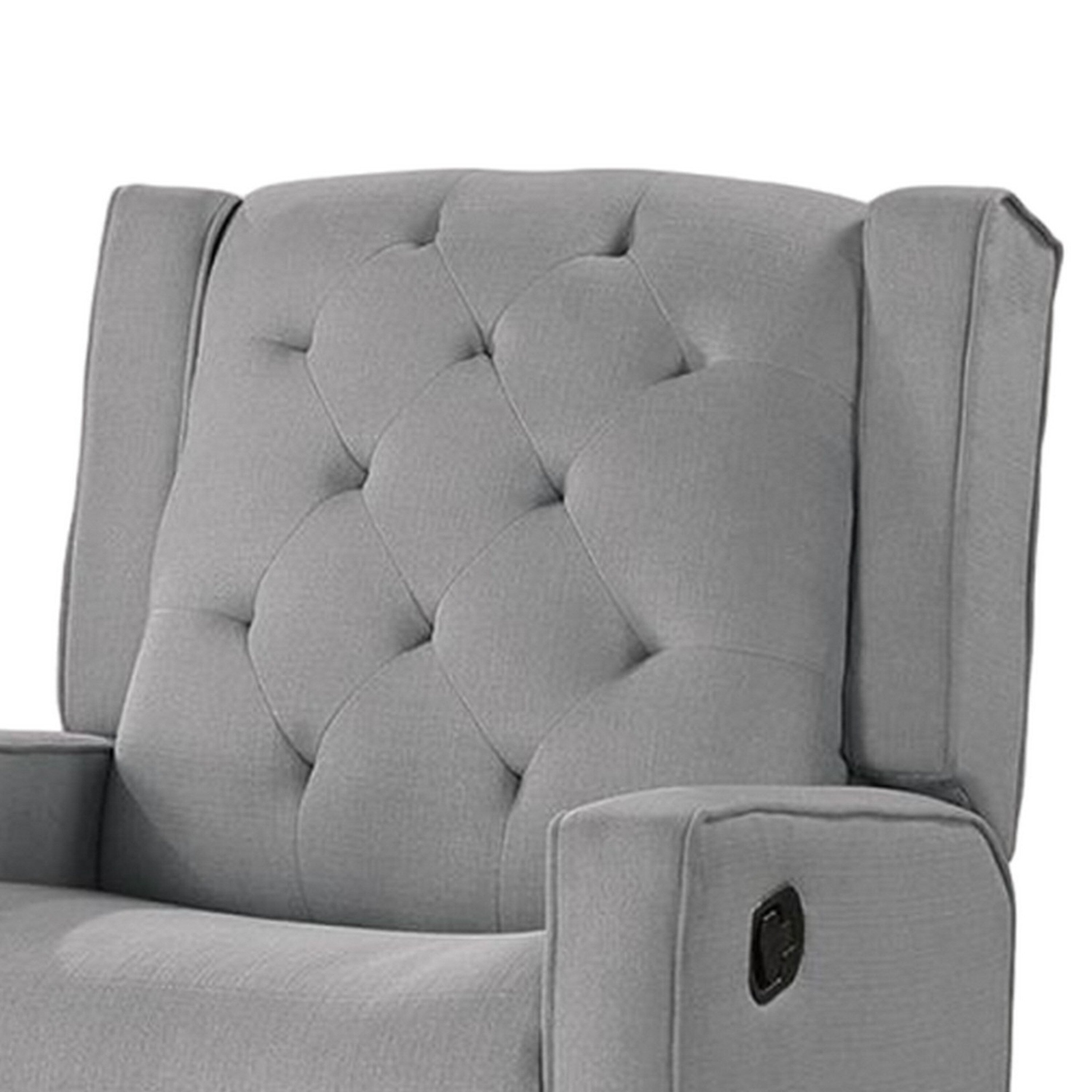 Fauteuil inclinable manuel pivotant Manie, bois massif, toile de jute grise classique