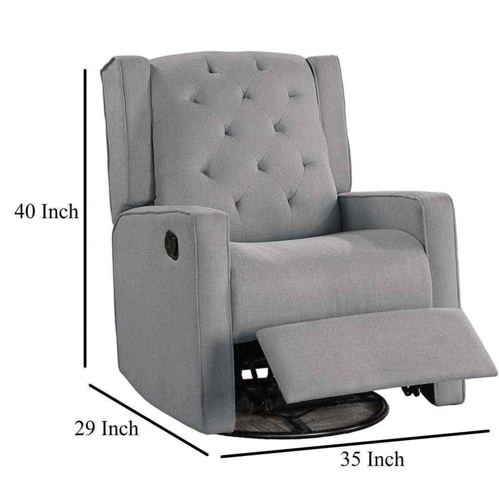 Fauteuil inclinable manuel pivotant Manie, bois massif, toile de jute grise classique