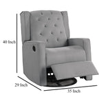 Fauteuil inclinable manuel pivotant Manie, bois massif, toile de jute grise classique
