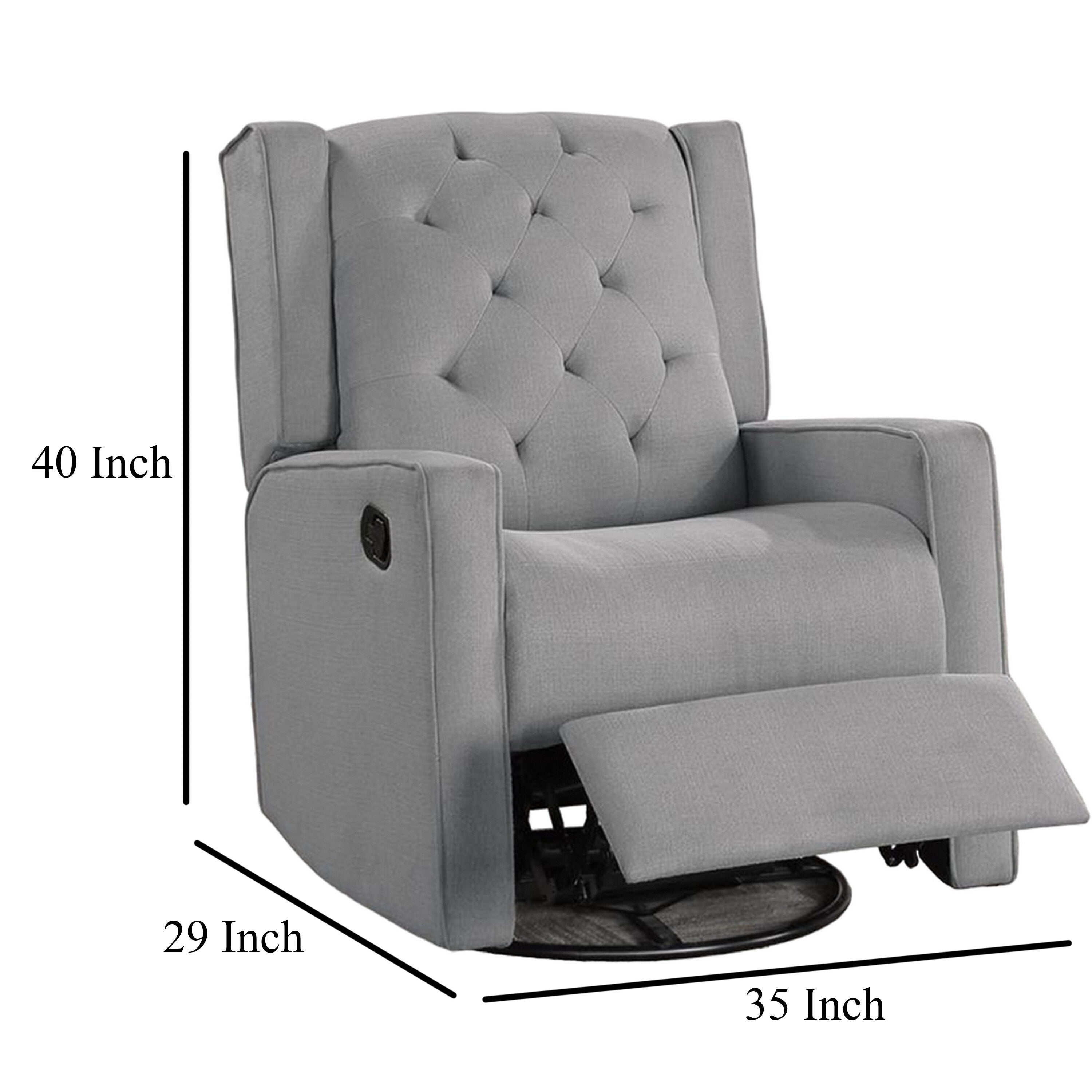 Fauteuil inclinable manuel pivotant Manie, bois massif, toile de jute grise classique