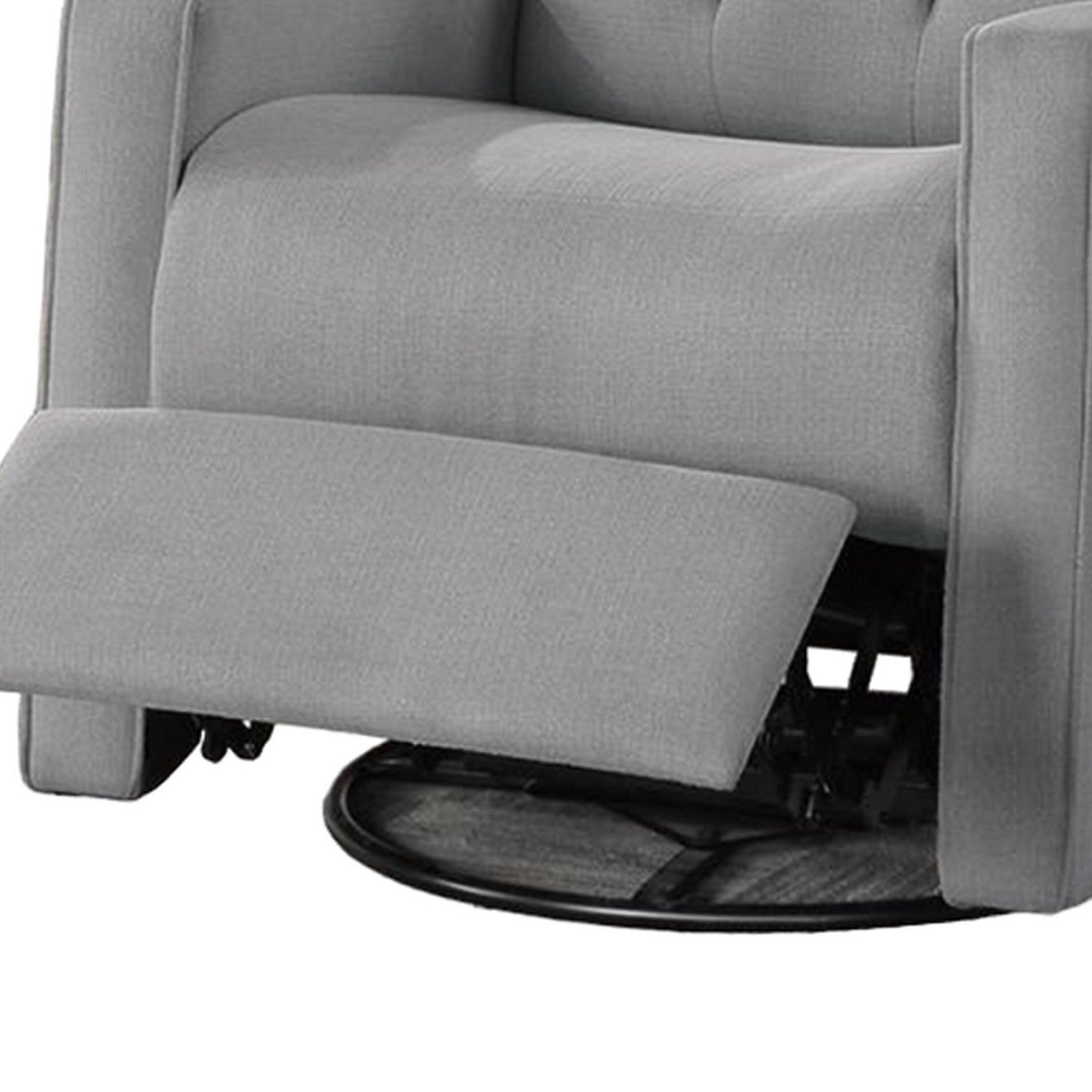Fauteuil inclinable manuel pivotant Manie, bois massif, toile de jute grise classique