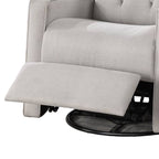 Fauteuil inclinable manuel pivotant Manie, bois massif, toile de jute gris clair
