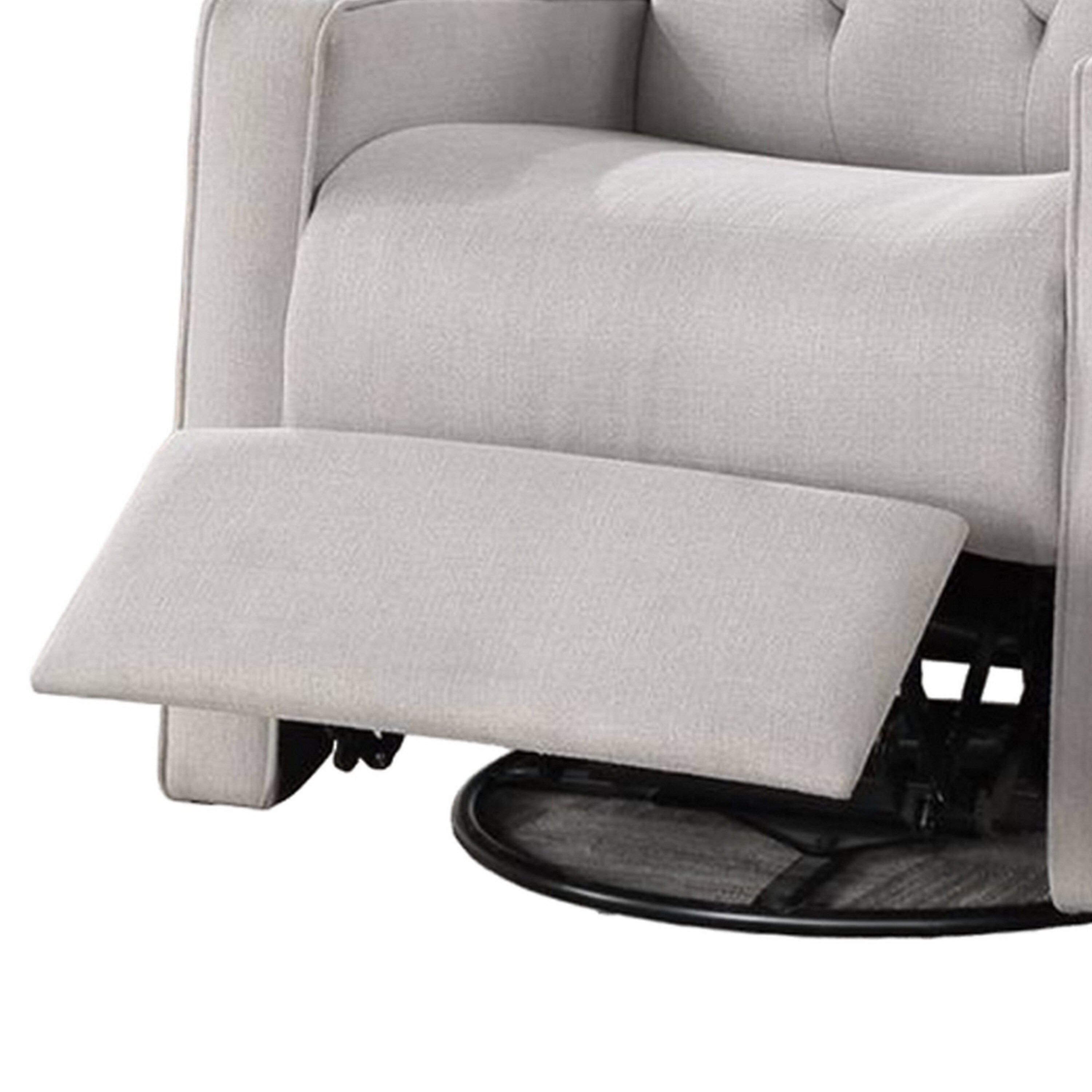 Fauteuil inclinable manuel pivotant Manie, bois massif, toile de jute gris clair