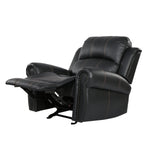 Fauteuil inclinable manuel, garniture cloutée, similicuir noir moelleux
