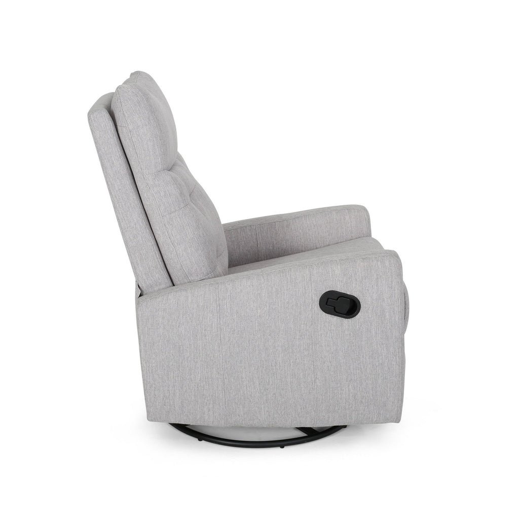 Fauteuil inclinable pivotant manuel, capitonné, gris clair