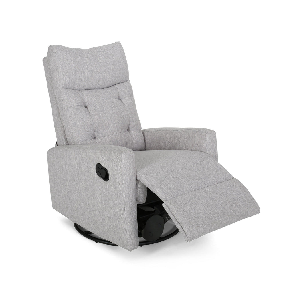 Fauteuil inclinable pivotant manuel, capitonné, gris clair