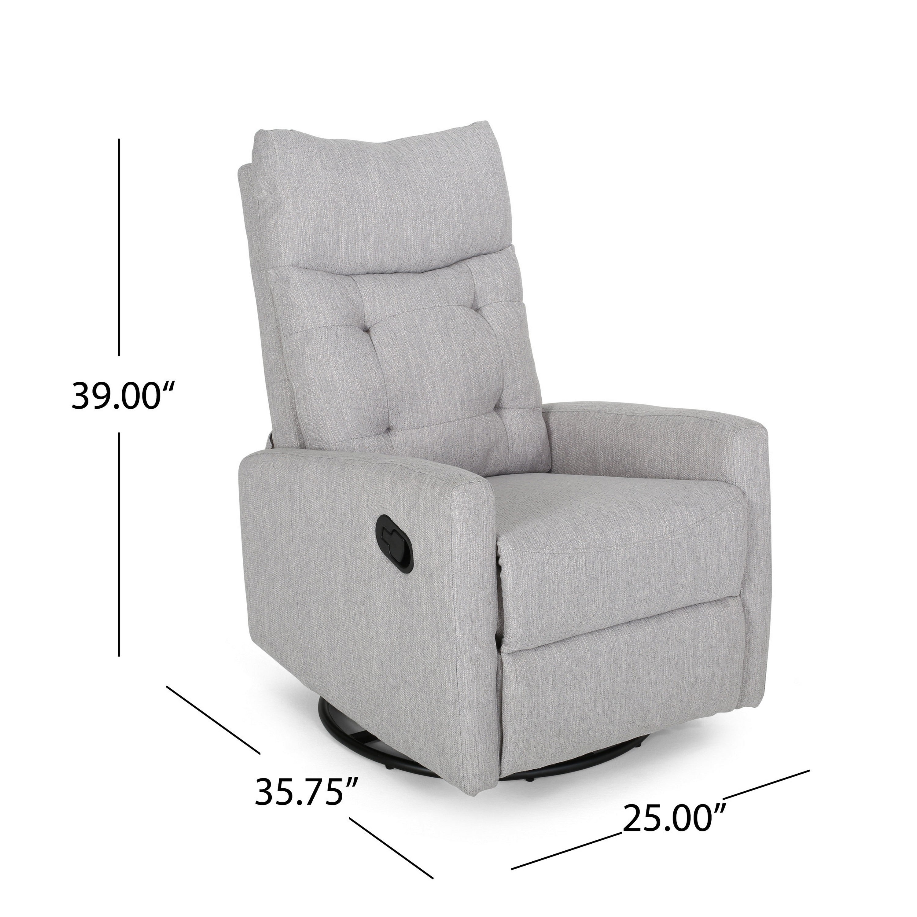 Fauteuil inclinable pivotant manuel, capitonné, gris clair