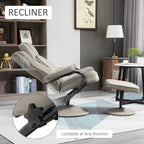 Fauteuil inclinable pivotant manuel en cuir PU, fauteuil d'appoint réglable, fauteuil de télévision, fauteuil de lecture inclinable avec pouf
