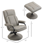 Fauteuil inclinable pivotant manuel en cuir PU, fauteuil d'appoint réglable, fauteuil de télévision, fauteuil de lecture inclinable avec pouf