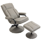 Fauteuil inclinable pivotant manuel en cuir PU, fauteuil d'appoint réglable, fauteuil de télévision, fauteuil de lecture inclinable avec pouf