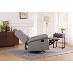 Fauteuil inclinable manuel pivotant en tissu, dossier haut, avec repose-pieds, dossier réglable et garniture cloutée