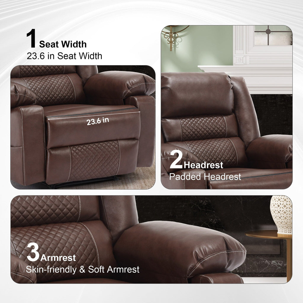 Fauteuil inclinable manuel avec massage 8 points, chauffant, réglable et cadre robuste pour salon