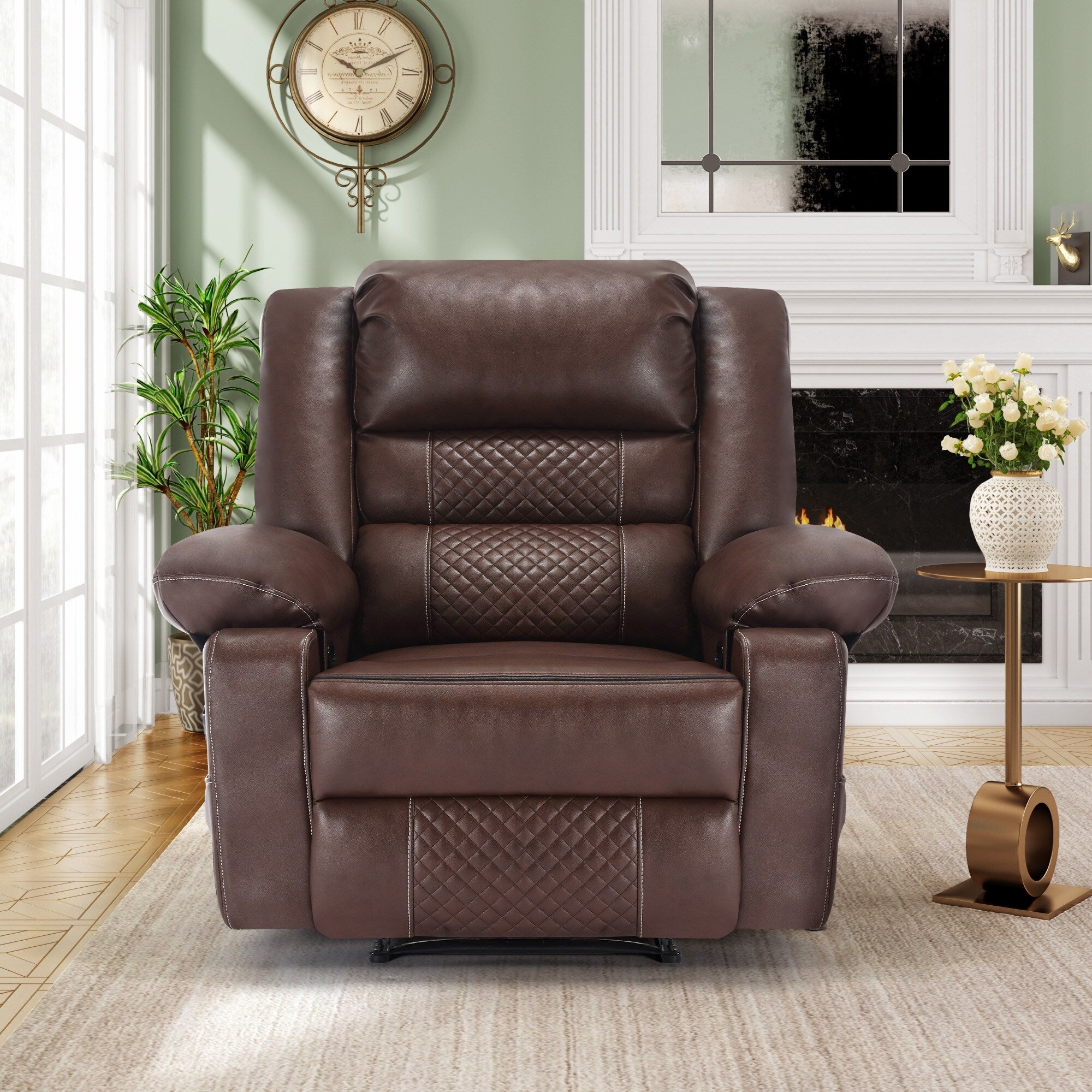 Fauteuil inclinable manuel avec massage 8 points, chauffant, réglable et cadre robuste pour salon