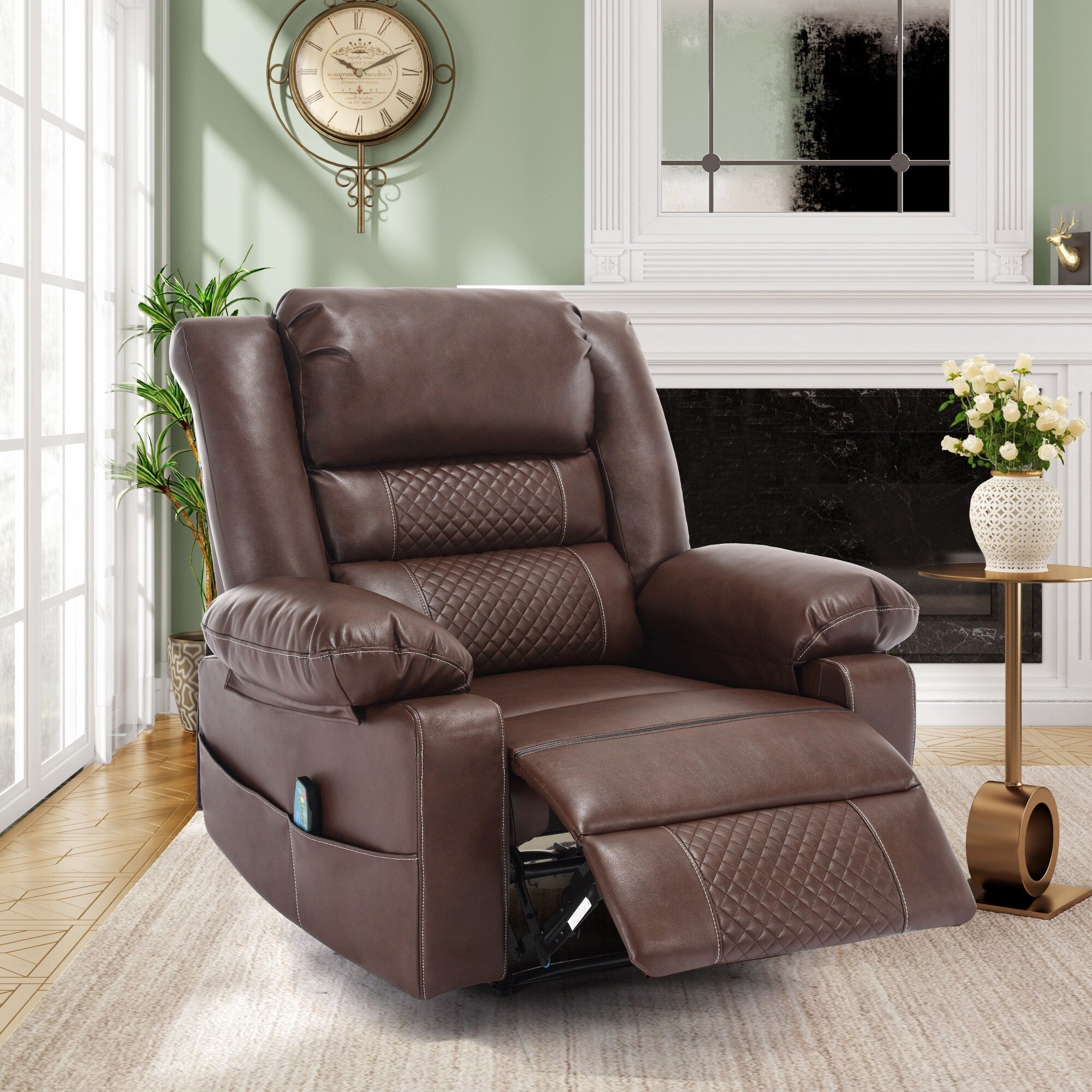 Fauteuil inclinable manuel avec massage 8 points, chauffant, réglable et cadre robuste pour salon