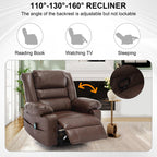 Fauteuil inclinable manuel avec massage 8 points, chauffant, réglable et cadre robuste pour salon