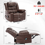 Fauteuil inclinable manuel avec massage 8 points, chauffant, réglable et cadre robuste pour salon