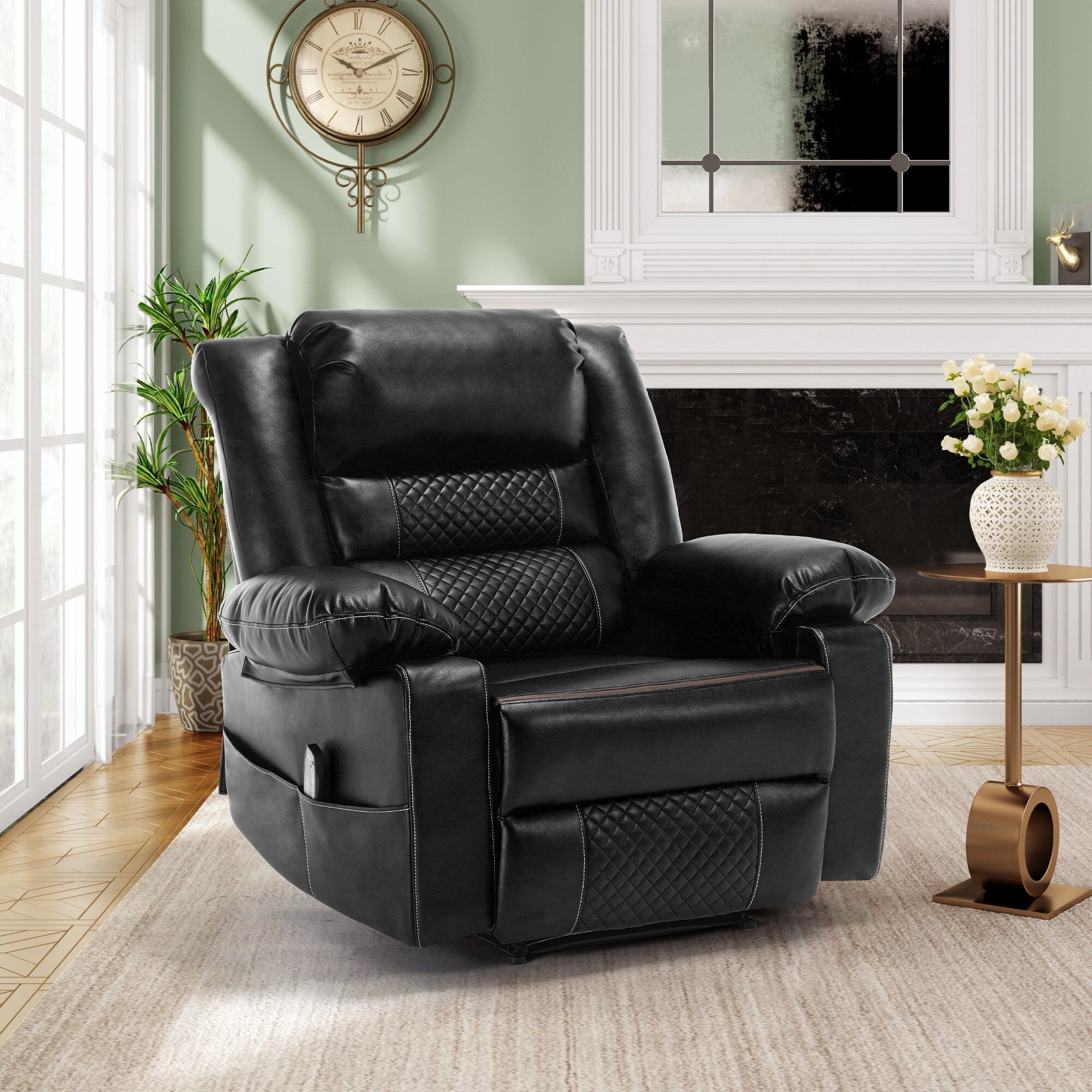 Fauteuil inclinable manuel avec massage 8 points, chauffant, réglable et cadre robuste pour salon