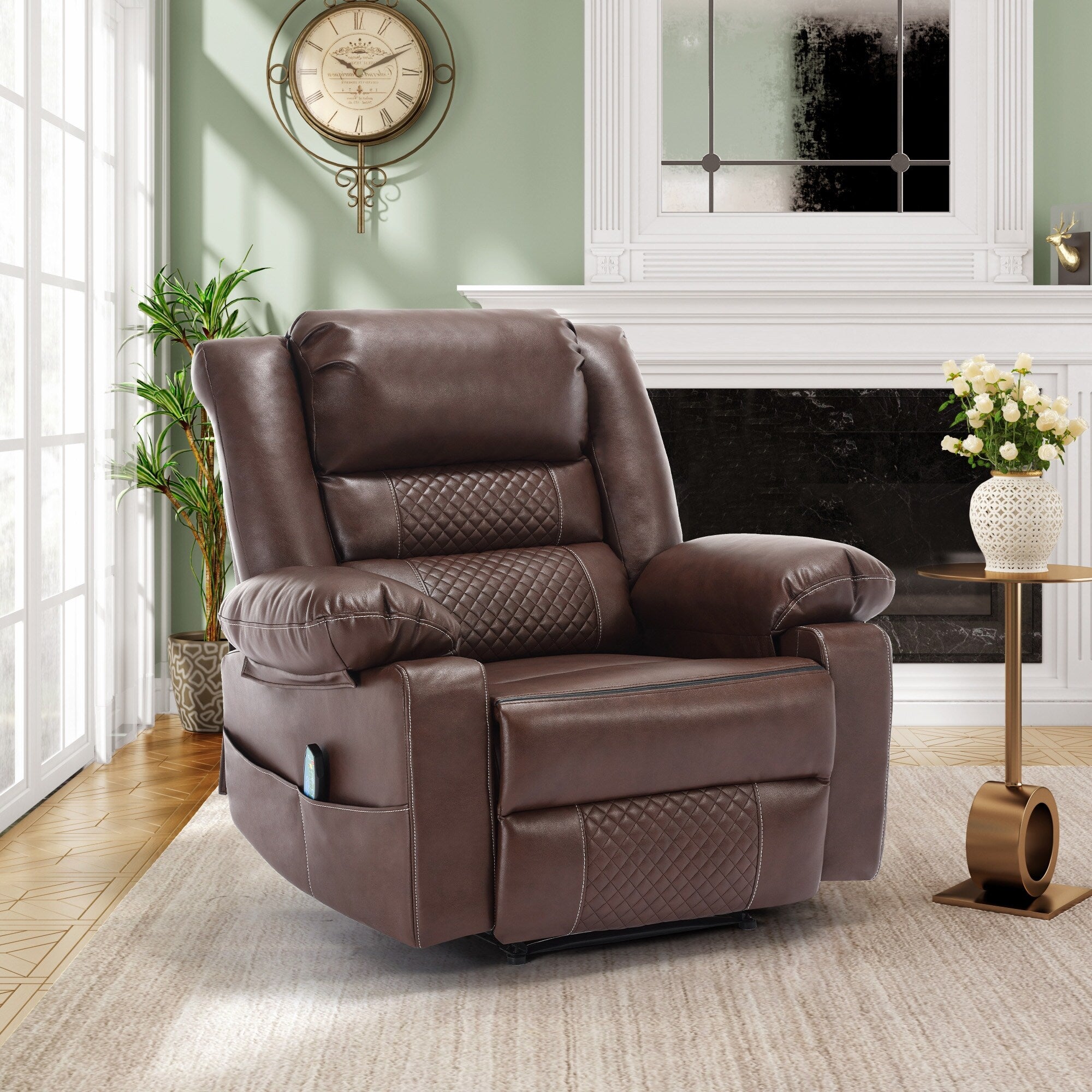 Fauteuil inclinable manuel avec massage 8 points, chauffant, réglable et cadre robuste pour salon