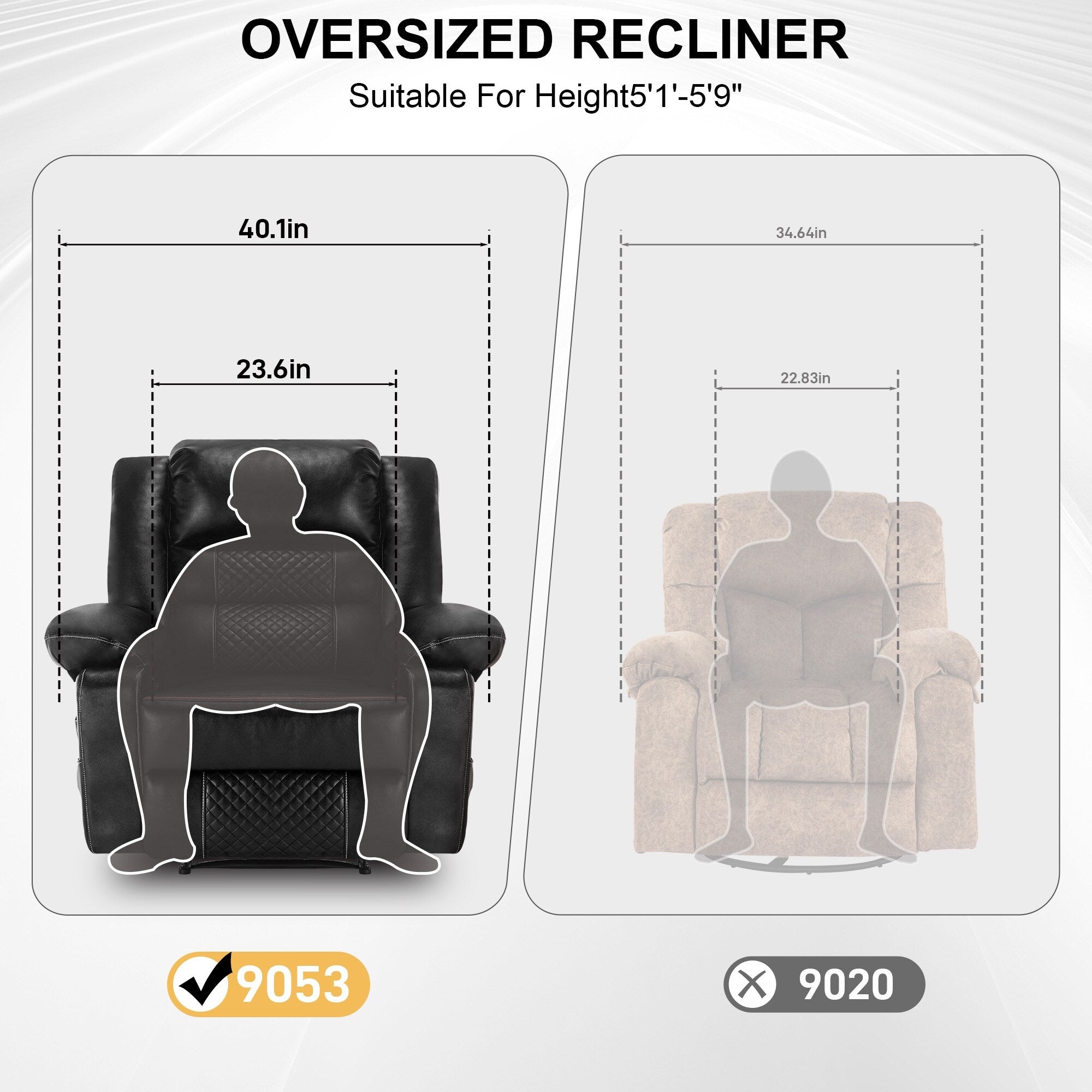 Fauteuil inclinable manuel avec massage 8 points, chauffant, réglable et cadre robuste pour salon