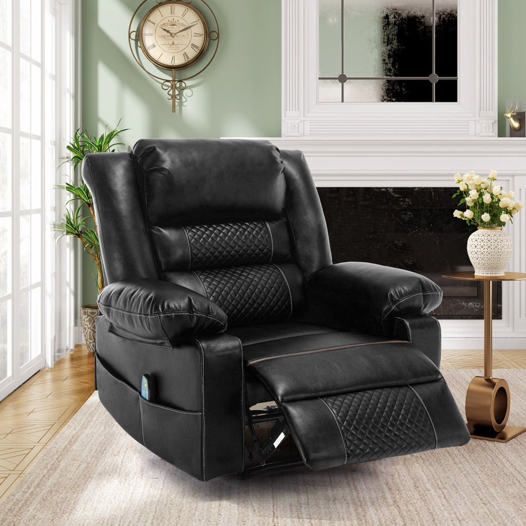 Fauteuil inclinable manuel avec massage 8 points, chauffant, réglable et cadre robuste pour salon