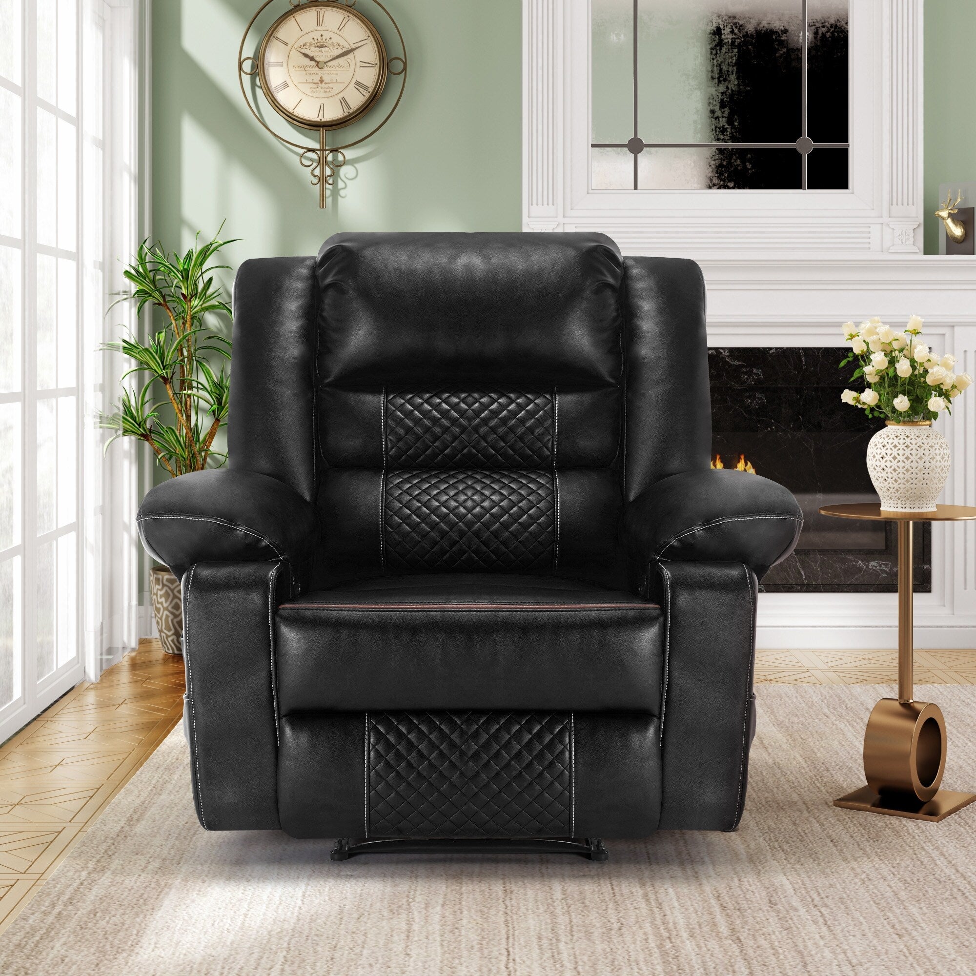 Fauteuil inclinable manuel avec massage 8 points, chauffant, réglable et cadre robuste pour salon