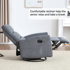 Fauteuil inclinable manuel à bascule et pivotant en tissu pour salon
