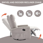 Fauteuil inclinable manuel à bascule et pivotant en tissu pour salon