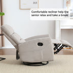 Fauteuil inclinable manuel à bascule et pivotant en tissu pour salon