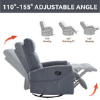 Fauteuil inclinable manuel à bascule et pivotant en tissu pour salon