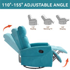 Fauteuil inclinable manuel à bascule et pivotant en tissu pour salon