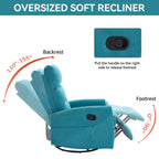 Fauteuil inclinable manuel à bascule et pivotant en tissu pour salon