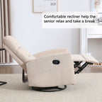Fauteuil inclinable manuel à bascule et pivotant en tissu pour salon
