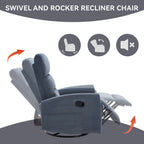 Fauteuil inclinable manuel à bascule et pivotant en tissu pour salon