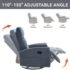 Fauteuil inclinable manuel à bascule et pivotant en tissu pour salon