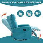 Fauteuil inclinable manuel à bascule et pivotant en tissu pour salon