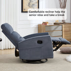 Fauteuil inclinable manuel à bascule et pivotant en tissu pour salon