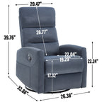 Fauteuil inclinable manuel à bascule et pivotant en tissu pour salon