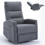 Fauteuil inclinable manuel à bascule et pivotant en tissu pour salon