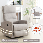 Fauteuil inclinable manuel à bascule et pivotant en tissu pour salon