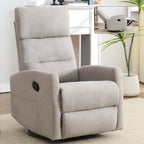 Fauteuil inclinable manuel à bascule et pivotant en tissu pour salon