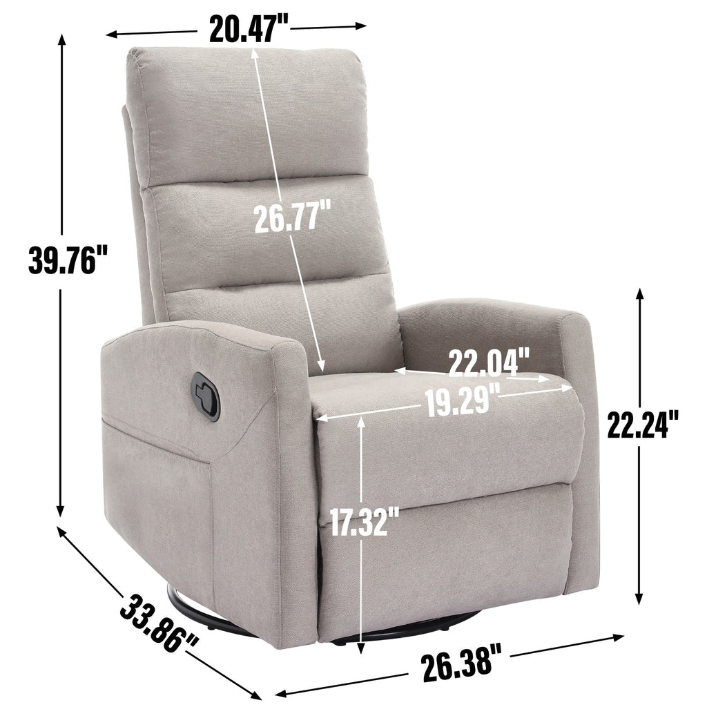 Fauteuil inclinable manuel à bascule et pivotant en tissu pour salon
